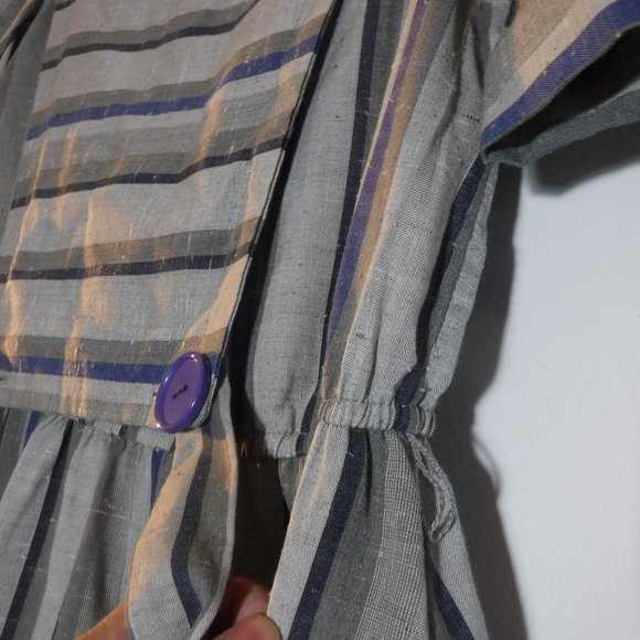 short-sleeve pinafore crew-neck dress, vintage late 1970s-1980s, made in Canada - Picture 10 of 16